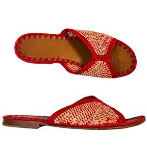 Carrie Forbes Salon Miste Woven Sandal Crimson Natural Slides REVOLVE Anthro 37